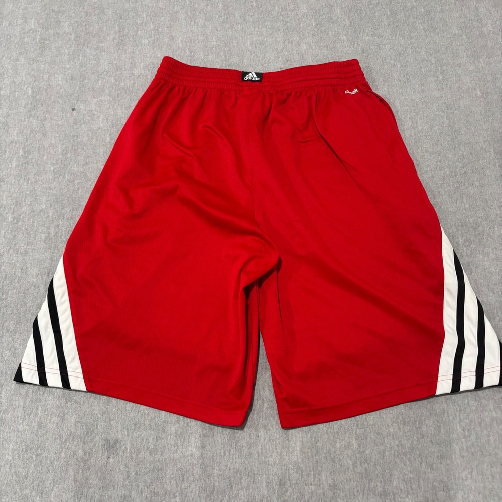 Adidas Mens Basketball Shorts Red Black White 3 Stripe Mesh Size Large RN 88387 - Picture 15 of 15